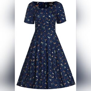 NWT Dolly And Dotty Navy Bird Print Brenda Midi Dress